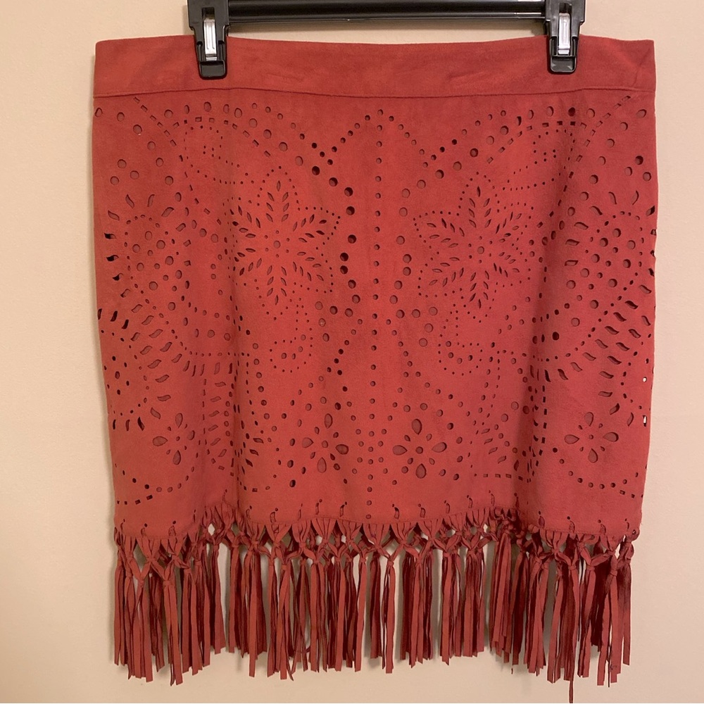 American Eagle Outfitters Faux Suede Eyelet Skirt Size 14